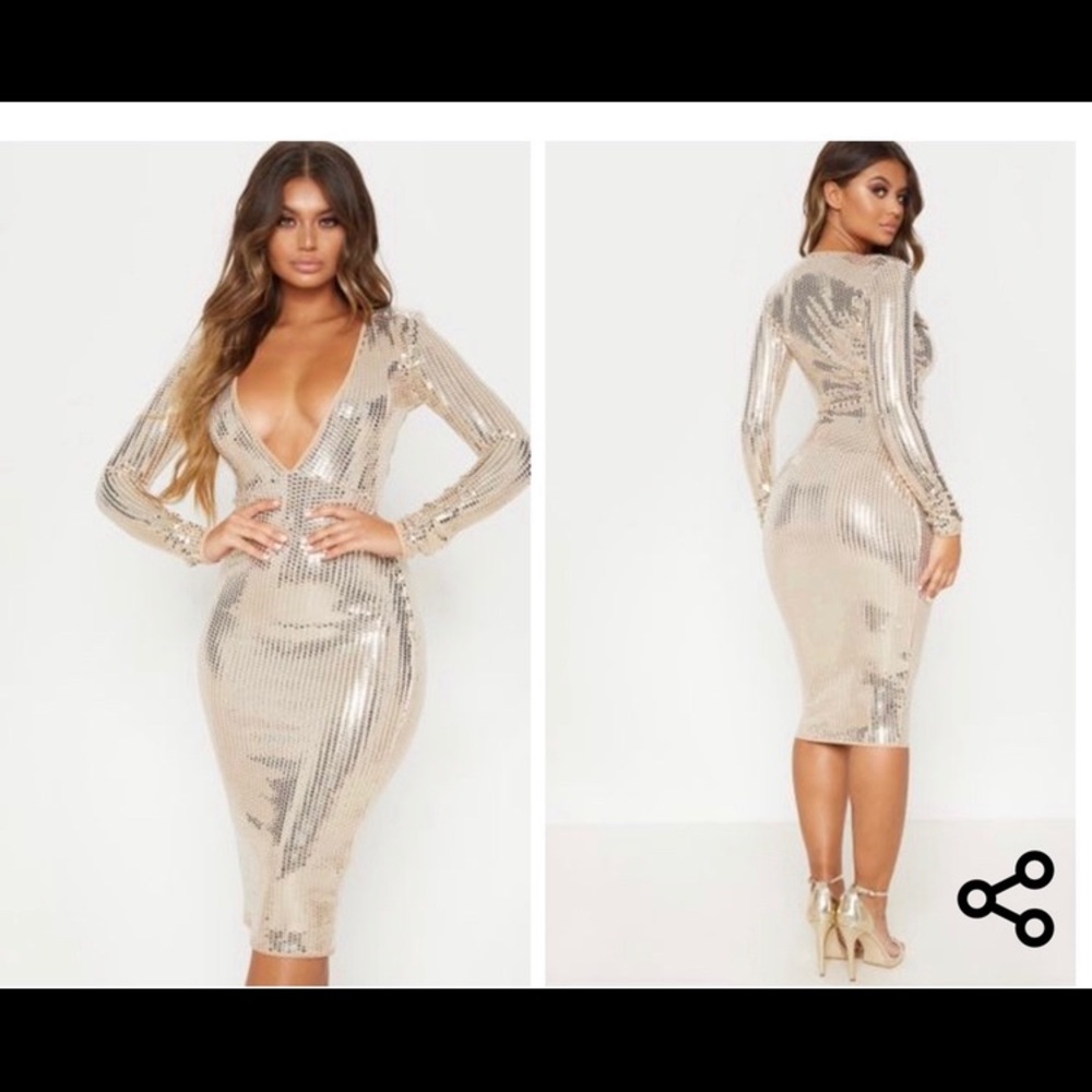 Gold low cut dress